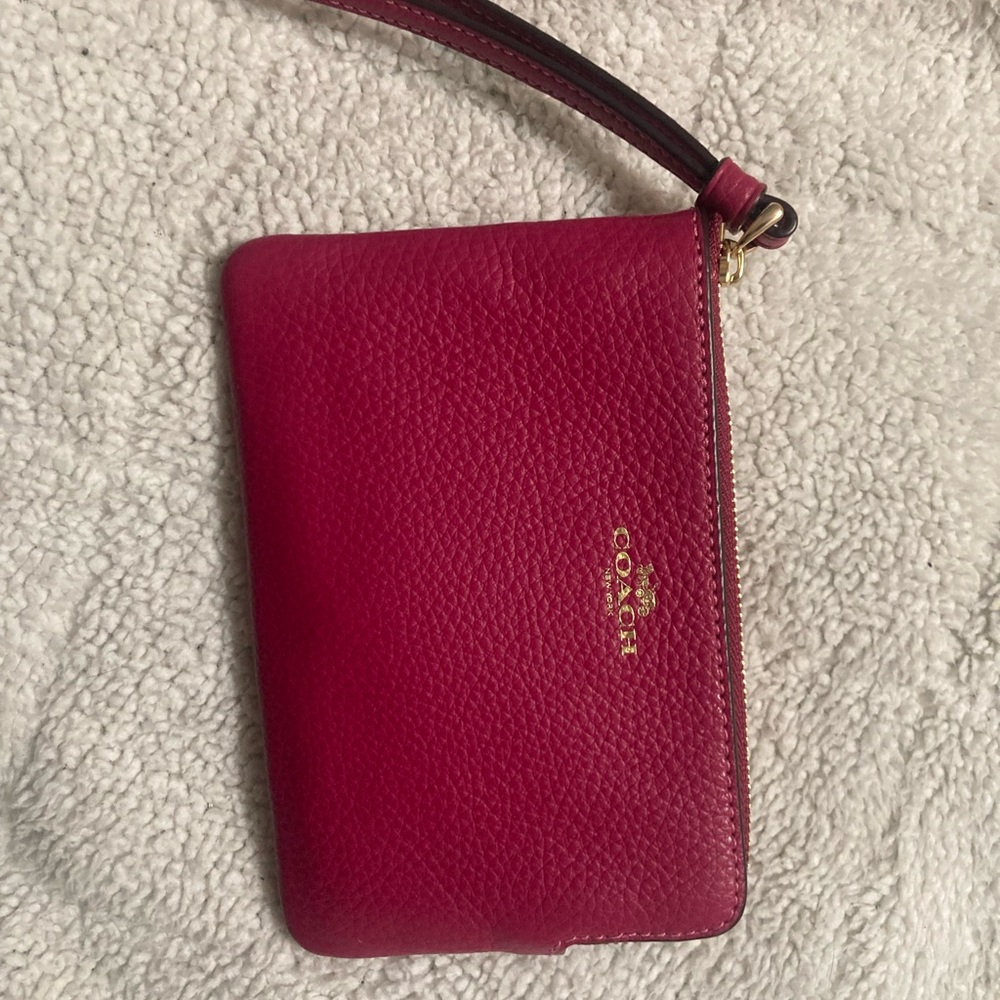 Coach Burgundy Wristlet with Gold Accents